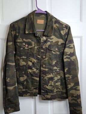 Camo Denim Jacket - Olive Green & Dark Green